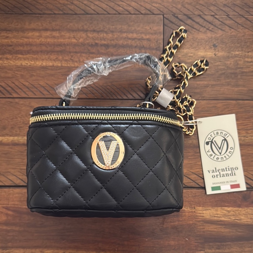 Valentino Orlandi Black Quilted Crossbody Bag